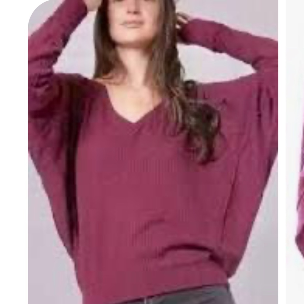 Free people purple knit sweater long sleeve top oversized waffle knit top